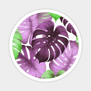 Pink Monstera Tropical Leaves Magnet